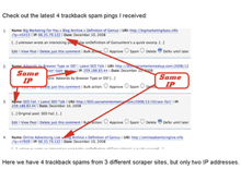 Example of trackback spam
